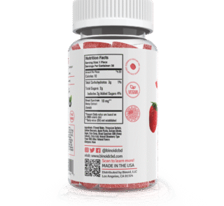 Binoid CBD Gummy Sour Strawberry 300mg Nutritional Fact Ingredients Label