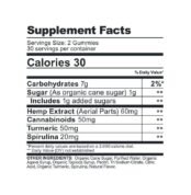 CBDfx CBD Gummies 1500mg Turmeric Spirulina Supplement Nutritional Facts calories