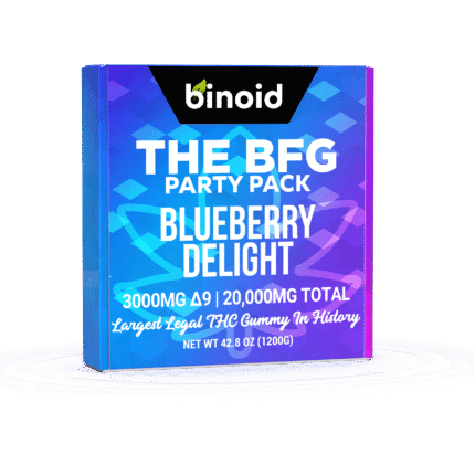 Largest Legal THC Gummy History BFG 3000mg Delta 9 THC 20000 Cannabinioids Blueberry Delight Binoid